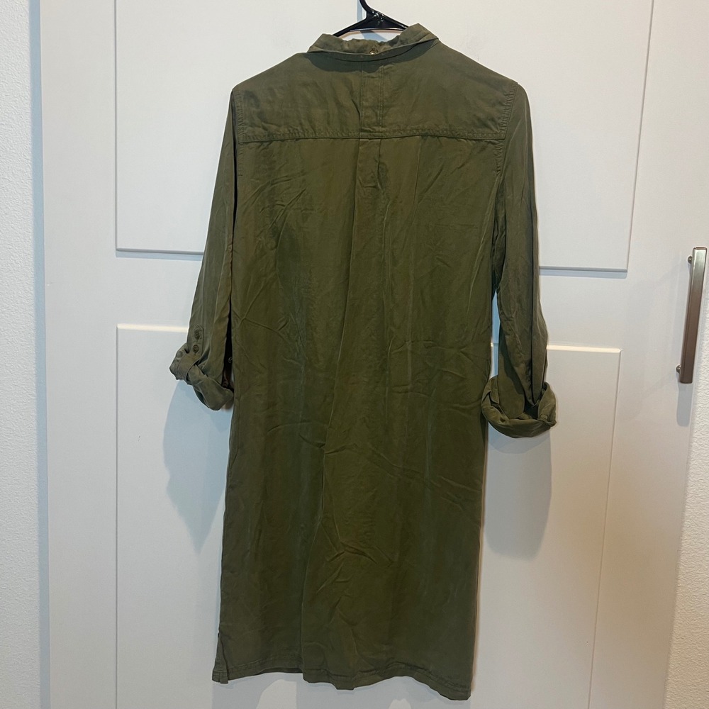 Banana Republic Womens size 10 Olive Green Shirt Dress Utility Style Street Boho - Picture 4 of 8